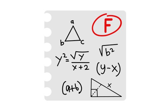 A failed math test marked with a red F, from when Eric Skeldon flunked out of Weatherford College