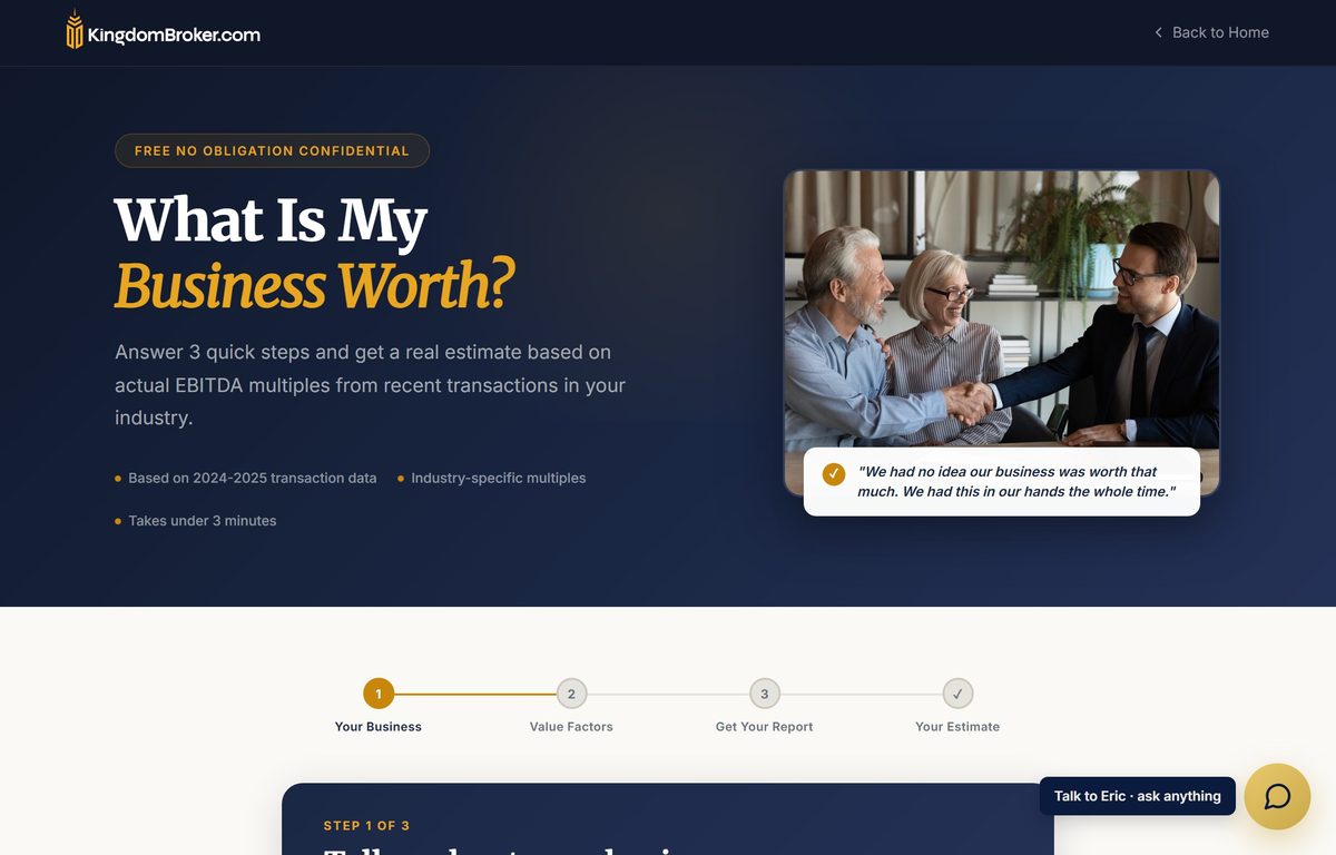 Free business valuation tool built by Eric Skeldon