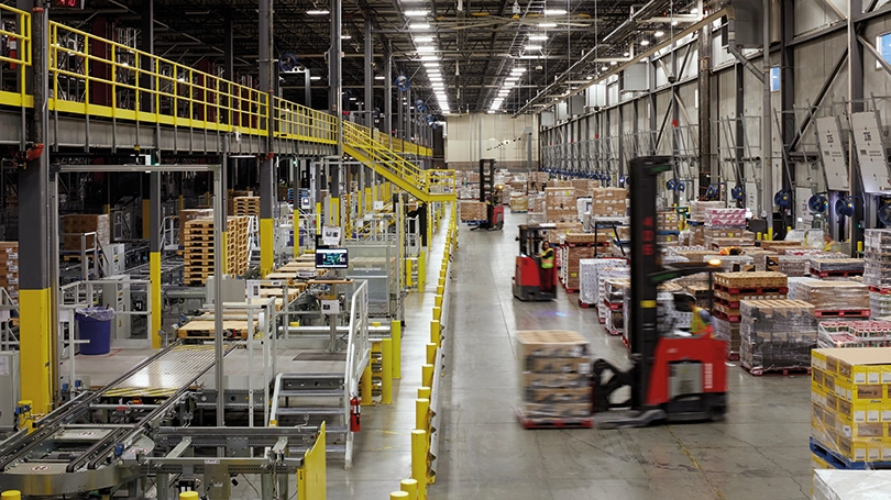 The automated Witron distribution center floor in Denton, Texas